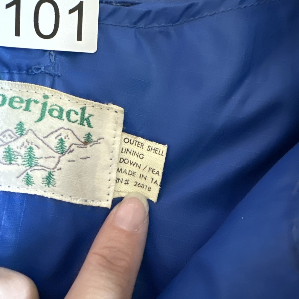 Vintage Packable Quilted Goose Down Men's Jacket Blue Outdoors Snow Small - Picture 6 of 16